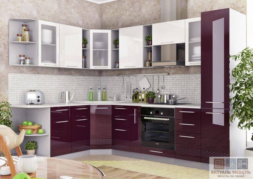 угловая глянцевая кухня в Петрозаводске