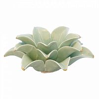 подсвечник керамический в виде лотоса с золотыми лепестками flower lotus pale green medium, 12 см в Петрозаводске