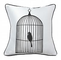 подушка с птичкой в клетке birdie in a cage white в Петрозаводске