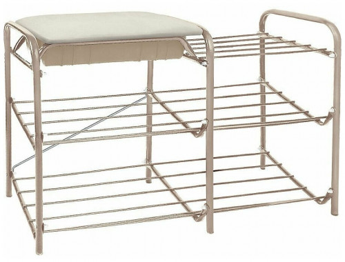 этажерка для обуви inhome эти4 с 3 полками, со встроенным ящиком-сиденьем, 790х330х510мм и с нагрузкой до 100 кг, бежевый в Петрозаводске
