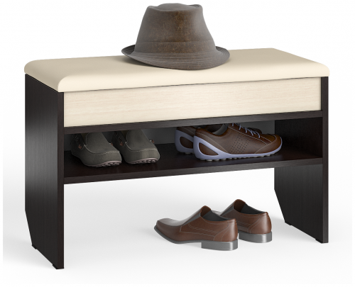 тумба для обуви мд-10 с нишей и мягким сиденьем, цвет венге/дуб в Петрозаводске