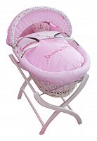 колыбель-переноска gift wicker moses basket белая, розовое белье в Петрозаводске