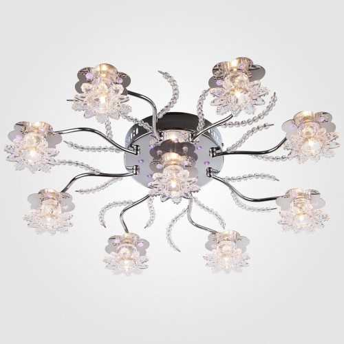 потолочная люстра eurosvet 4831/9 хром/синий+красный+фиолетовый в Петрозаводске