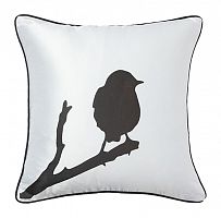 подушка с птичкой на ветке lone bird white в Петрозаводске