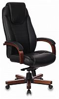 кресло для руководителя бюрократ бюрократ t-9923 walnut, обивка: натуральная кожа, цвет: кожа (black) в Петрозаводске
