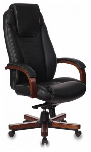 кресло для руководителя бюрократ бюрократ t-9923 walnut, обивка: натуральная кожа, цвет: кожа (black) в Петрозаводске